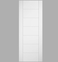 Porte intérieure minimaliste à 7 panneaux, style affleurant, blanc apprêté, porte à panneaux pleins, portes à âme pleine pour maisons