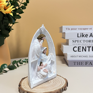 Statue <span class=keywords><strong>de</strong></span> <span class=keywords><strong>la</strong></span> <span class=keywords><strong>Sainte</strong></span> Famille en résine blanche, design arche étoilée, décoration religieuse d'intérieur et d'extérieur, ornement <span class=keywords><strong>de</strong></span> Noël et <span class=keywords><strong>de</strong></span> Pâques - Product Image 3