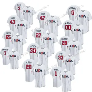 Men's S-5XL USA White 2023 World Baseball Classic 27 Mike Trout 3 Mookie Betts 20 Alonso 28 Nolan Arenado Jersey Stitched