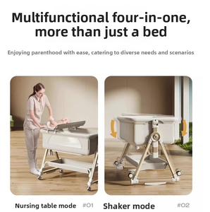 Cuna Portátil Multifuncional para Bebé - Cuna Plegable para Recién Nacido, Convertible en Cama Grande con Marco de Metal para el Hogar y el Hospital - Product Image 6