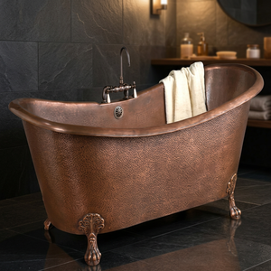 Baignoire autoportante ovale en cuivre, baignoire classique en cuivre pour la maison et l'hôtel - Artisanat indien - Product Image 3