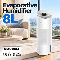 Humidificateur sans brume 8L, évaporation naturelle 1000mL/h, sur pied pour maison et bureau, OEM ODM