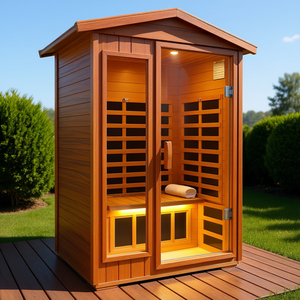Sauna extérieur en bois de Khaya, chauffage infrarouge lointain, 2 personnes, design asiatique, alimentation secteur 220-240V - Product Image 2
