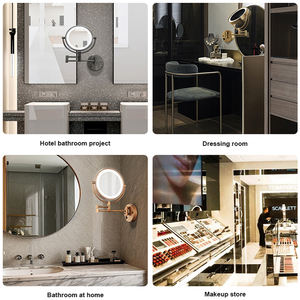 Miroir de rasage pour <span class=keywords><strong>homme</strong></span> noir de haute qualité, salle de bain, rond, grossissant, extensible, pivotant, avec lumière LED - Product Image 6