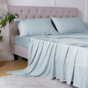 Haute qualité fibre de bambou tissu drap plat Setsg 4 pièces drap-housse taie d'oreiller ensembles de literie doux Cool Textile pour <span class=keywords><strong>Sleepin</strong></span> - Product Image 3