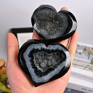 Cristal de Ágata Negra Druzy en Forma de Corazón, Venta al por Mayor de Fábrica, para Decoración del Hogar y Otras Manualidades de Cristal - Product Image 1