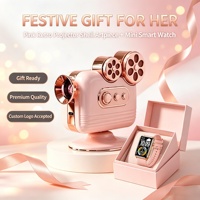 Ensemble cadeau de montre connectée rétro décorative, cadeau exquis pour femmes, en plastique fait main, cadeaux de Noël, de la Saint-Valentin, de la fête des mères