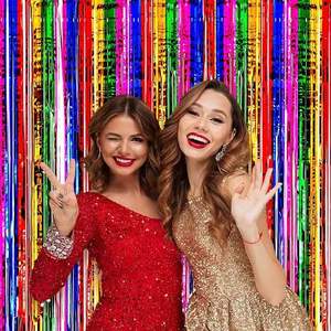 <span class=keywords><strong>Rideau</strong></span> <span class=keywords><strong>de</strong></span> fête décoratif en feuille métallisée arc-en-ciel, 1x2m, coloré et lumineux, pour <span class=keywords><strong>porte</strong></span> - Product Image 6