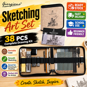 Set di Matite <span class=keywords><strong>per</strong></span> <span class=keywords><strong>Disegno</strong></span> e Schizzo Giorgione con Borsa in Pelle, 38 Pezzi, Kit di Matite in Grafite e Carboncino <span class=keywords><strong>per</strong></span> Artisti con Gomma e Blocco da <span class=keywords><strong>Disegno</strong></span> - Product Image 1