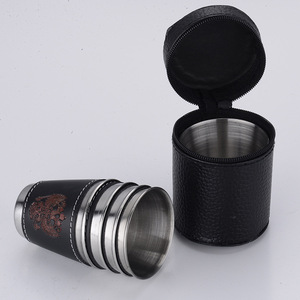Stainless Steel Beer Mug 60ml Portable Handleless Rolled Rim Slanted Body Solid Color Simple Style <b>Drinkware</b> - Product Image 2