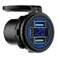 Chargeur USB pour voiture, adaptateur de chargeur de voiture USB, 2 ports USB Type C, voltmètre LED encastré, 12V 24V, prise de chargeur de voiture USB