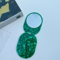 Miroir de maquillage pliable de poche personnalisé, petit et ovale, avec plaque en acétate et option logo, modèle RYJ007