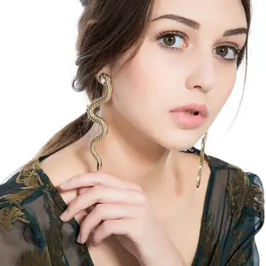 个性时尚耳环2023女性时尚简约镀金蛇形长耳环饰品