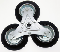 Roulettes universelles en caoutchouc noir résistantes à l'usure de 160 mm pour chariot d'escalade triangulaire à trois roues