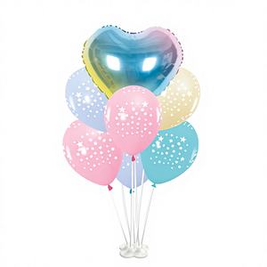 Ensemble de ballons en forme de cœur de couleur dégradée 7 pièces pour vaisselle de fête et décorations de table - Product Image 1