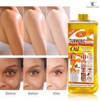 Huile de Curcuma 500ml Éclaircissante Visage & Corps Réparatrice Hydratante Huile Essentielle de Massage Gingembre Rose Amande