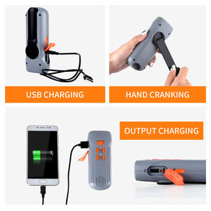 Torche radio d'urgence FM à manivelle portable rechargeable avec lampe de poche LED, alarme SOS et chargeur de téléphone pour outil de survie - Product Image 3