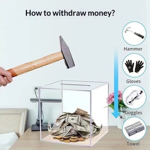 Caja de Dinero Cuadrada de Acrílico Transparente con Cerradura, Caja de Votación, Caja de Ahorros de Gran Capacidad para Niños - Product Image 4