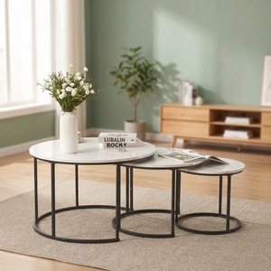 Mesas de centro modernas con tapa de mármol y estructura metálica para muebles de sala de estar Fresh Find - Product Image 5