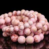 Perles rondes en pierre turquoise naturelle de sédiments marins roses AsVrai U en gros pour la fabrication de bijoux, bracelets et colliers DIY