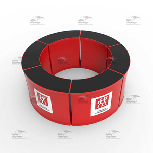 Comptoir rond de vente promotionnelle Misign Factory, idéal pour les salons professionnels, les tables de réception, les podiums, les conventions et le commerce de détail, avec impression par sublimation. - Product Image 3