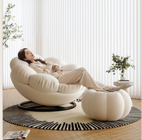 Canapé sectionnel moderne en forme de citrouille Fauteuil pouf en tissu confort ultime pour le salon Loisirs paresseux