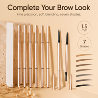 Crayon à sourcils double embout ultra-fin 7 couleurs avec brosse, waterproof, longue tenue pour maquillage de fête, prix usine