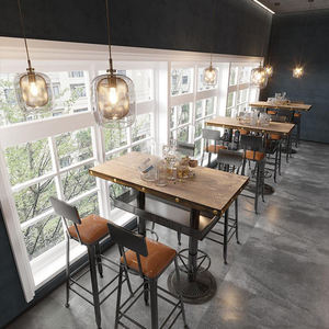 Double Metal Bar Table Base with <b>Storage</b> <b>Basket</b> & Planter Cast Iron Chrysanthemum Design Durable Restaurant Furniture Modern - Product Image 2
