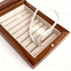 31459DIY Female Fashion Necklace with S925 Silver Pendant Empty Stand 3-5mm Round <b>Bar</b> <b>Accessories</b> for Pearl Necklaces - Product Image 5