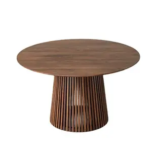 Table ronde en bois massif pour salle à manger d'hôtel, design japonais à grille pour petit appartement, bureau - <span class=keywords><strong>Noyer</strong></span> <span class=keywords><strong>noir</strong></span> d'Amérique du Nord - Product Image 1