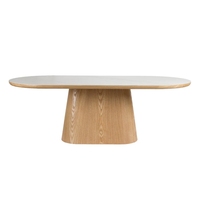 Tables ovales en bois au design moderne, très vendues, table à manger en MDF avec plateau en céramique