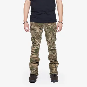 DiZNEW Logo personnalisé Pantalon en denim camouflage Jeans à poches cargo de couleur camouflage Jeans empilés personnalisés pour hommes