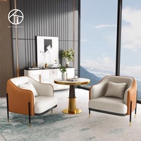 Fauteuil d'appoint confortable en cuir PU, style moderne personnalisé, pour salon de villa, chambre à coucher, ou comme canapé simple.