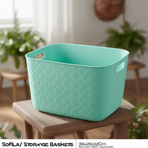 Cesta de plástico reciclado (38x29x22cm) SOFTEX Verde acqua K258708 - Product Image 3