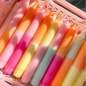 Độc Đáo Cầu Vồng Loạt Đôi Màu Nến Threaded Dễ Thương Dropless Không Khói Taper Nến Cho Bữa Tiệc Sinh Nhật Kỳ Nghỉ Đám Cưới - Product Image 2