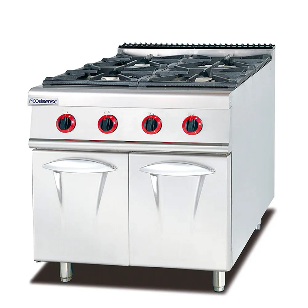 Commercial 380V Stainless Steel Gas Stove Range with 4 Burner, Best Gas Wok Range With cabinet