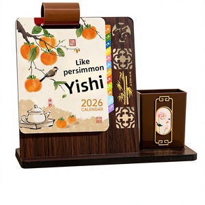Table Calendar Customized 2026 New Style Promotional MS-pen Container Office Desktop Ornaments Notes Monthly Plan Notepad