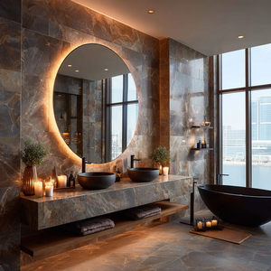 مرآة جدارية مُضاءة بإطار من من من من أجل غرفة نوم المعيشة - Product Image 2