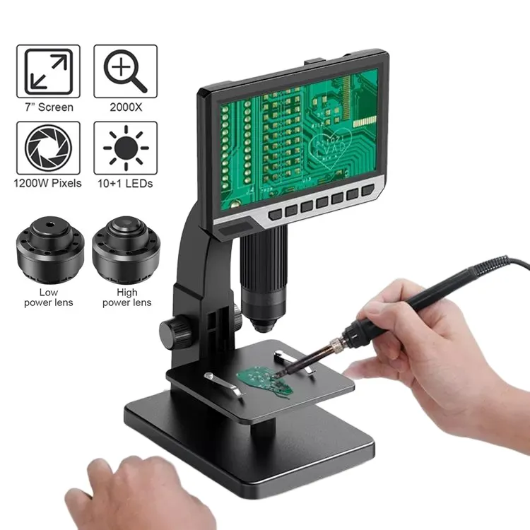 Microscope vidéo numérique ALEEZI 315 hot 7 display 12MP 2000X 7 pouces IPS avec double caméra