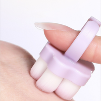 Brosse anti-poussière pour manucure en forme de patte de chat, avec anneau de maintien, poils doux et denses, pour le dépoussiérage de la poudre de vernis à ongles et le nail art