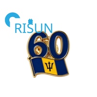 Broche commémorative en émail du 60e anniversaire de la Barbade, personnalisée, avec drapeau des pays des Caraïbes et jubilé de diamant, vente en gros