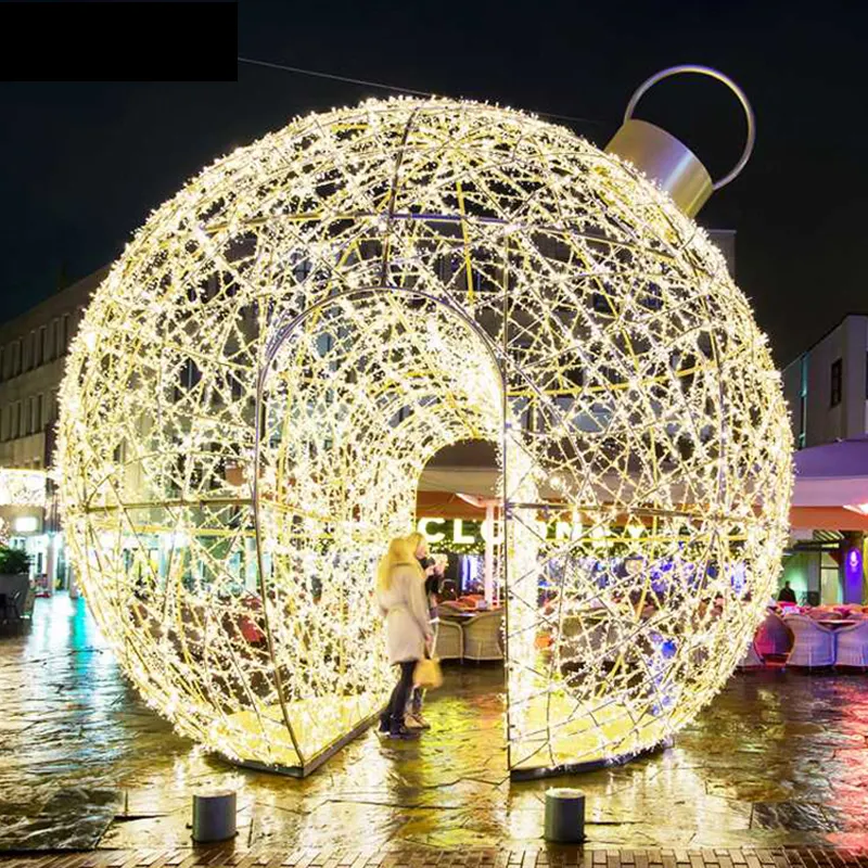 Luzes led de natal, bola de rua arco externo festival grandes lâmpadas decorativas iluminação arqueia luxuosa