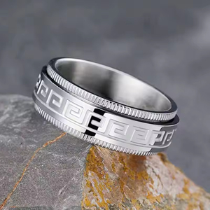 Anillos de Pareja de Acero de Titanio para Hombre, Joyería de Acero Inoxidable Antiestrés y para Aliviar la Ansiedad, para Bodas, Compromisos o Regalos - Product Image 3
