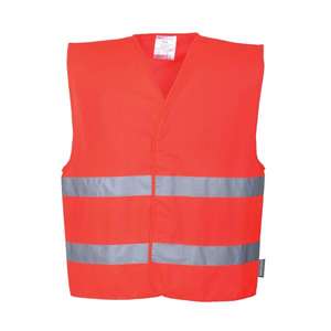 PORTWEST - C474RERS/M Gilet rouge haute visibilité à deux bandes-EAN 5036108214679 HI-VIS WORKWEAR - Product Image 1