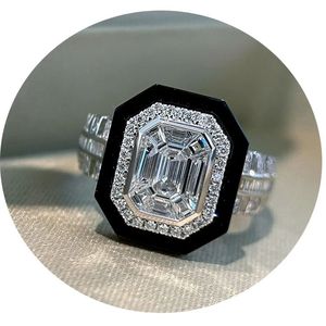 Anillos de Diamantes Naturales de 0.37ct y Esmeralda de 0.58ct, Color DE, Oro Real de 18K, Joyería de Piedras Preciosas para Damas, Xinfly Luxury - Product Image 2