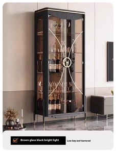 Armoire à <span class=keywords><strong>vin</strong></span> italienne moderne haut de gamme, porte en verre simple, vitrine de luxe pour la maison, salon, style panneau mural en <span class=keywords><strong>bois</strong></span> - Product Image 4
