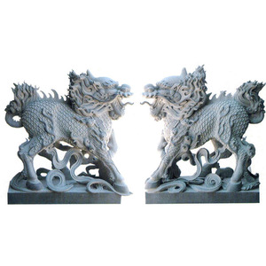 Cinese Feng Shui Qi Lin decorazione animale scultura in pietra rilievo della parete intaglio grandi statue di Qilin Kylin Kirin - Product Image 5