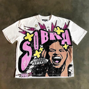 เสื้อยืดคอกลมทรงบ็อกซี่แบบครอปพิมพ์ลายคุณภาพสูงสำหรับผู้ชาย เสื้อยืดโอเวอร์ไซส์ลายกราฟิกผ้าคอตตอน 100% หนานุ่มสั่งทำได้ - Product Image 1