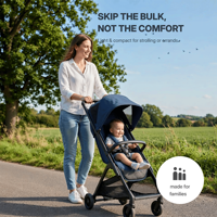 Poussette de voyage, poussette bébé légère à pliage rapide, poussette compacte adaptée aux avions avec panier de rangement