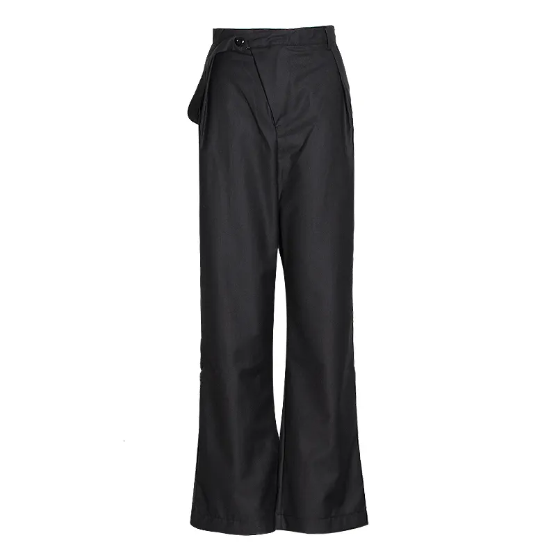 CHICEVER, pantalones de cintura alta para mujer, Pantalones rectos largos irregulares sueltos, moda coreana 2020